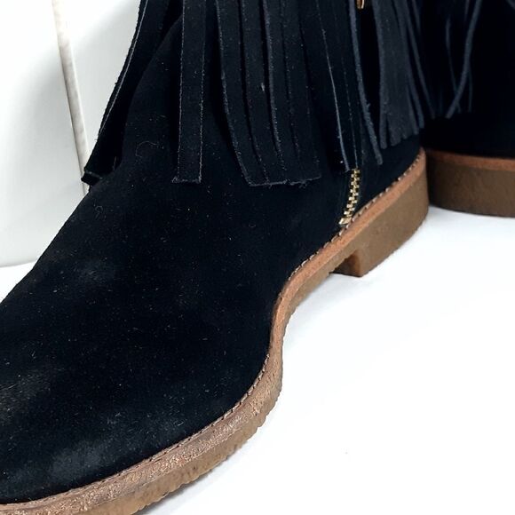 Kate Spade women's Betsie Too Fringed Black Suede Ankle Boots Booties US 9,5M - Picture 7 of 14